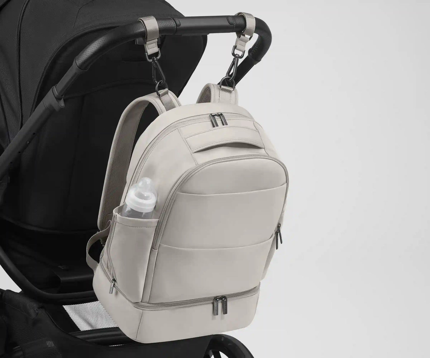 The Double Diaper Backpack in Cloud Gray