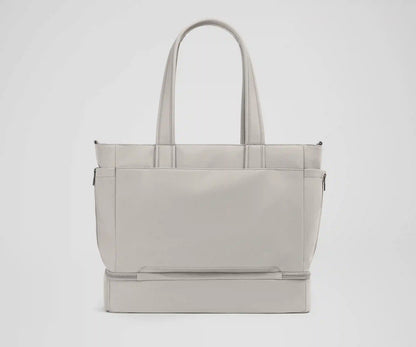The Double Diaper Tote in Cloud Gray