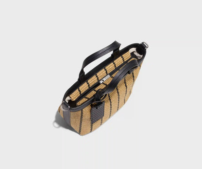 Mini Riviera Straw Tote in Black Seagrass