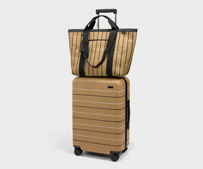 Riviera Straw Tote in Black Seagrass