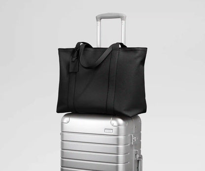 Leather Tote in Jet Black