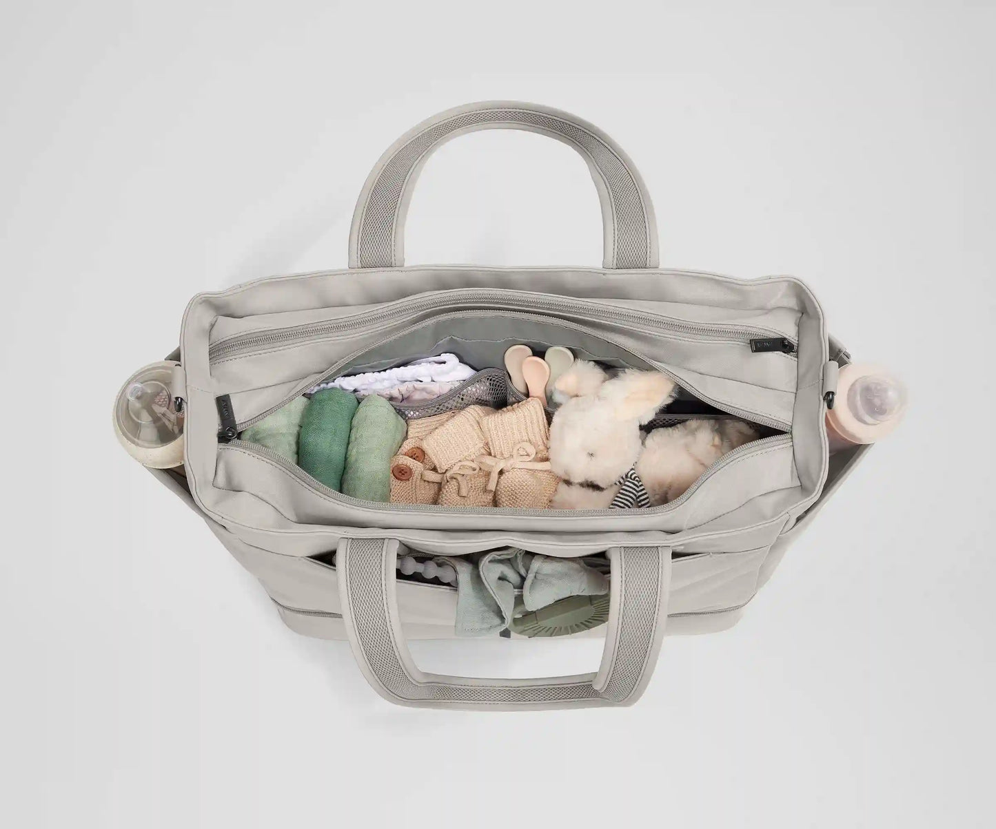 The Double Diaper Tote in Cloud Gray